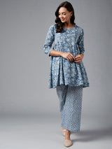 A Line Printed Kurta With Palazzo