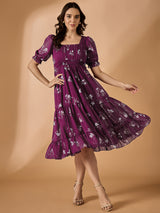 Maroon Fit & Flared Dress