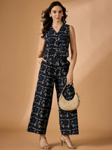 Abstract Blue Printed Co-Ords Set