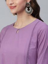 Solid Purple Kurta With Palazzo