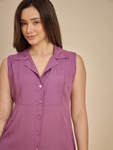 Women Purple & Green Colourblocked Shirt Dress