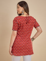 Red Printed Short Kurti Top