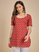 Red Printed Short Kurti Top