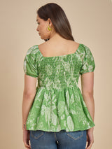 Women Green Printed Peplum Top
