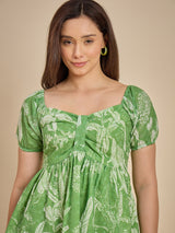 Women Green Printed Peplum Top