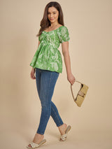 Women Green Printed Peplum Top