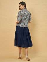 Azira Women Solid Rayon Dress With Beige Printed Front Open short  Shrug