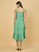 Azira Soild Rayon Midi Dress With Printed Jacket