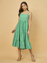 Azira Soild Rayon Midi Dress With Printed Jacket