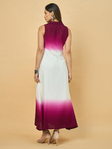Azira Soild Ombre Collar Neck Maxi Dress