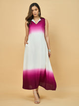 Azira Soild Ombre Collar Neck Maxi Dress