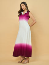 Azira Soild Ombre Collar Neck Maxi Dress