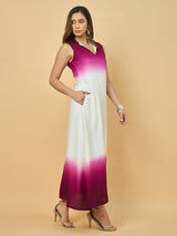 Azira Soild Ombre Collar Neck Maxi Dress