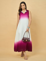 Azira Soild Ombre Collar Neck Maxi Dress