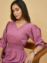 Azira Solid Rayon V-Neck Tiered Maxi Dress