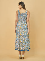 Azira Rayon Printed Square Neck Midi Dress