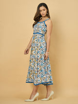 Azira Rayon Printed Square Neck Midi Dress