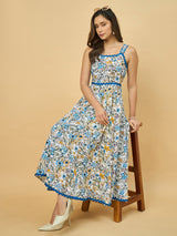 Azira Rayon Printed Square Neck Midi Dress