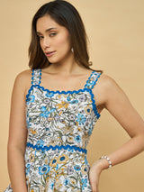 Azira Rayon Printed Square Neck Midi Dress