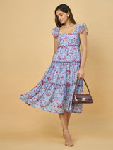 Azira Printed Georgette Tiered Midi Dress