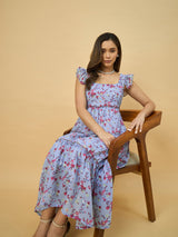Azira Printed Georgette Tiered Midi Dress
