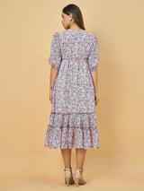 Azira Cotton Printed Gathered Midi Dress