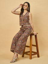 Azira Women’s Printed Cotton Vest with Palazzo Co-ords Set