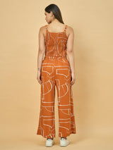 Azira Women’s Printed Sleeveless Top with Palazzo Co-ords Set | Back Smocking