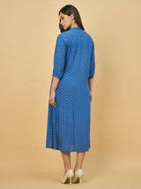Azira Women Blue Solid Front Open Long Indo-Western Shrug