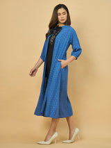 Azira Women Blue Solid Front Open Long Indo-Western Shrug