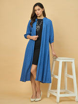 Azira Women Blue Solid Front Open Long Indo-Western Shrug
