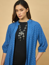 Azira Women Blue Solid Front Open Long Indo-Western Shrug