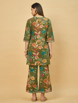 Azira Women’s Printed Cotton Kurta with Palazzo Co-ords Set | 3/4th Sleeve
