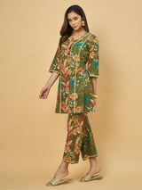 Azira Women’s Printed Cotton Kurta with Palazzo Co-ords Set | 3/4th Sleeve
