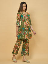 Azira Women’s Printed Cotton Kurta with Palazzo Co-ords Set | 3/4th Sleeve