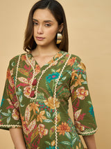 Azira Women’s Printed Cotton Kurta with Palazzo Co-ords Set | 3/4th Sleeve