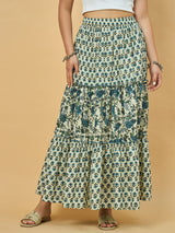Azira Women’s Printed Three Tiered Long Skirt
