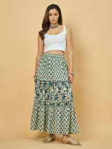 Azira Women’s Printed Three Tiered Long Skirt