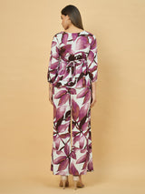 Azira Women’s Printed Top with Palazzo Co-ords Set | V-Neck | 3/4th Sleeve