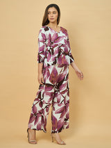 Azira Women’s Printed Top with Palazzo Co-ords Set | V-Neck | 3/4th Sleeve