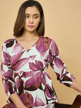 Azira Women’s Printed Top with Palazzo Co-ords Set | V-Neck | 3/4th Sleeve