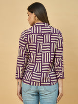 Azira Cotton Dabu Stripe Print Shirt for Women