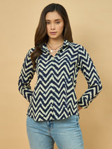 Azira Rayon Zigzag Printed Shirt for Women