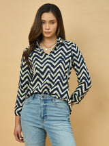 Azira Rayon Zigzag Printed Shirt for Women