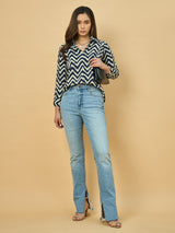 Azira Rayon Zigzag Printed Shirt for Women