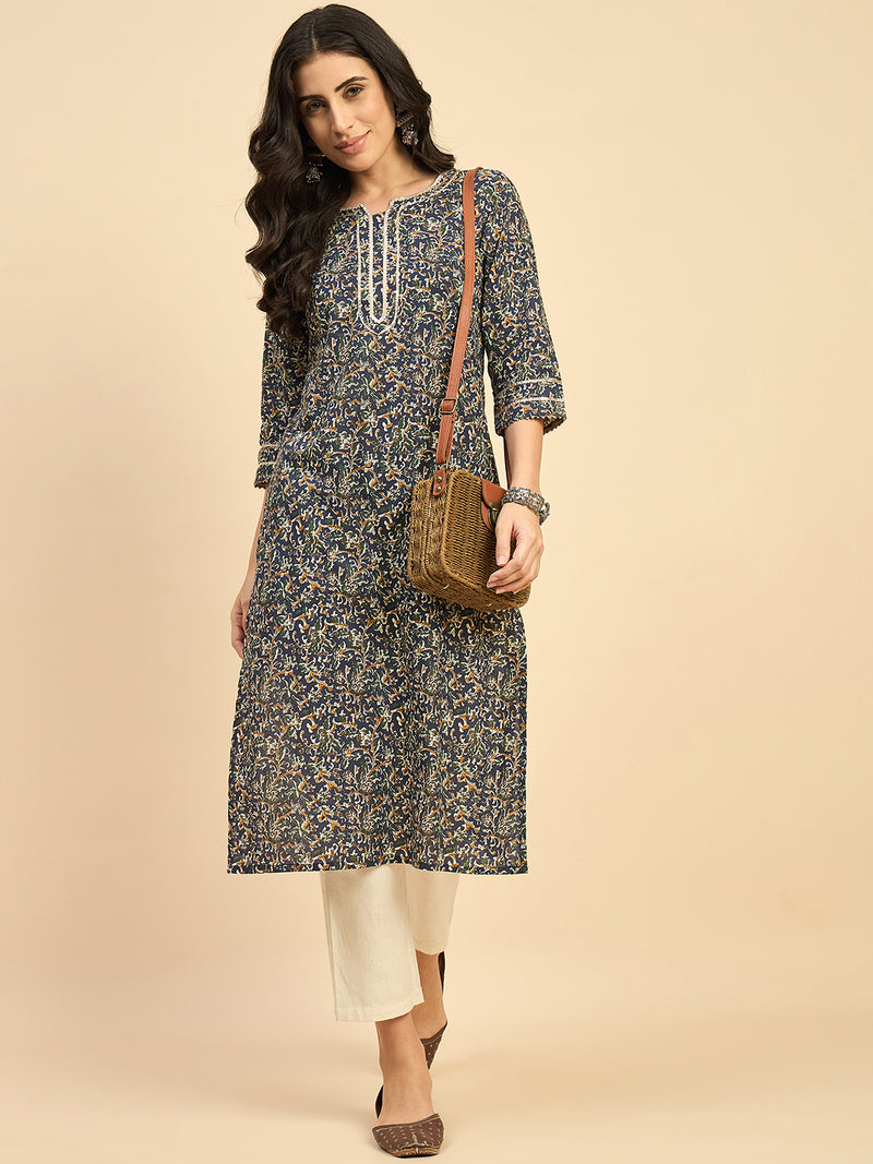 Floral Printed Straight Kurta