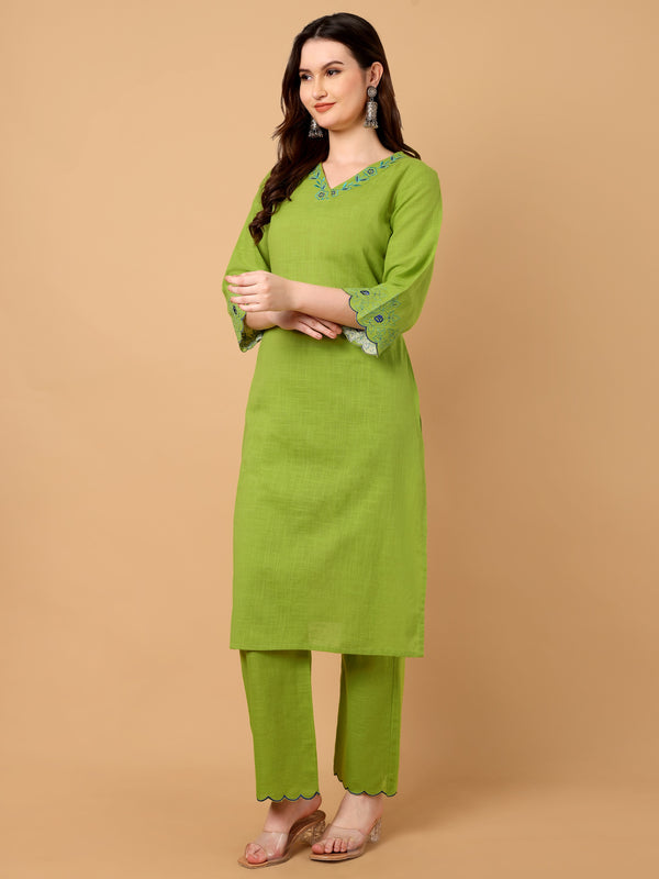 V-Neck Kurta With Palazzo Set