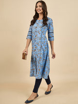 Floral Blue Printed Kurta