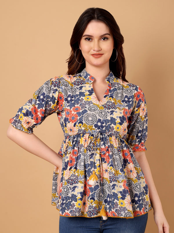 Floral Printed Peplum Top