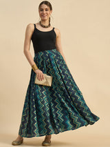 Abstract Printed Flared Skirt